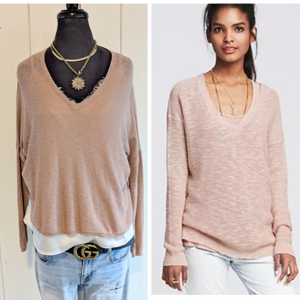 StitchDrop V-Neck Slub Knit Sweater NWT sz xs